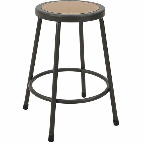 Lorell Stool,No Back,Metal,24"H Wood Seat,Light Gray
