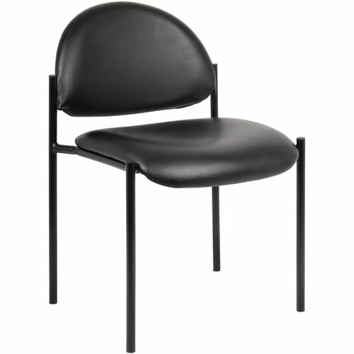 Lorell Guest Chair, No Arms, Vinyl, 18-1/9" Seat, Black