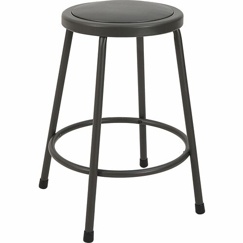 Lorell Stool,No Back,Metal,24"H Padded Vinyl Seat,Light Gray