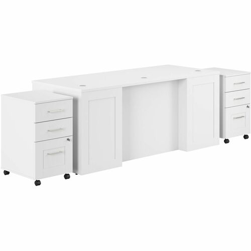 Bush Business Furniture Desk,L,w/2BBF Ped,71"x29.37"x29.8",Pure White