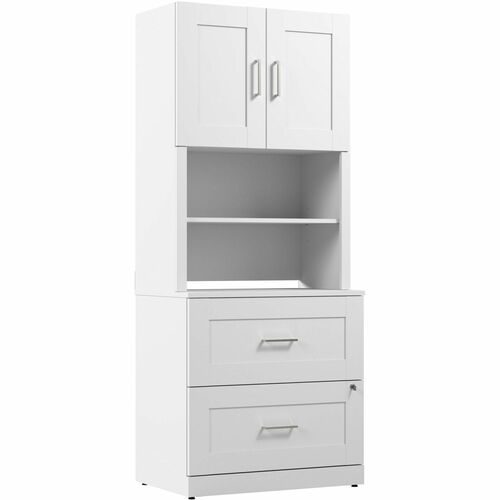 Bush Business Furniture Lateral File Cabinet,w/Hutch,29.65"x19.37"x72.12",Pure WE