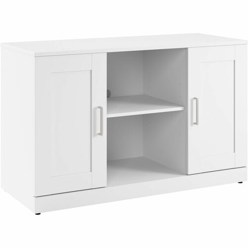 Bush Business Furniture Bookshelf,w/Doors/Shelves,47.48"x19.37"x29.82",Pure White