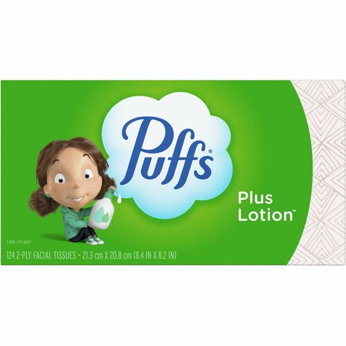 Procter & Gamble Commercial Puffs Facial Tissue, Family Box, 124SH/BX, 24BX/CT, White
