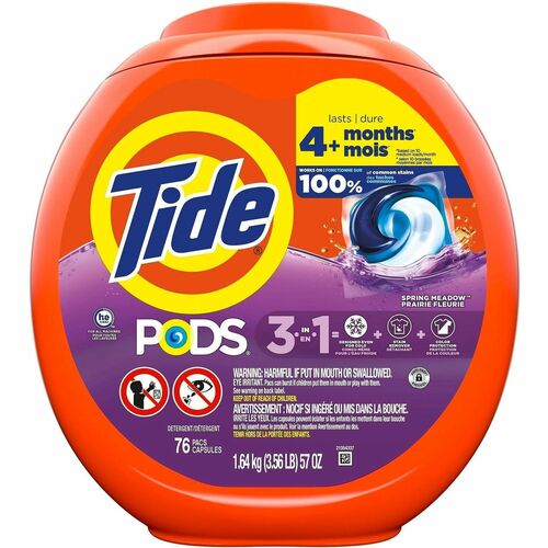 Procter & Gamble Commercial Laundry Pods, 3-in-1, 76 Pods/Tub, 4/CT, Spring Meadow