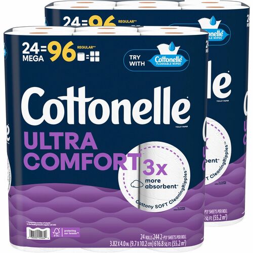 Kimberly-Clark Professional Toilet Paper,Ultra Comfort,2-Ply,Plant-Based,24/PK,2/CT,WE