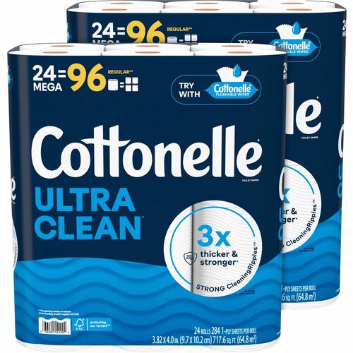 Kimberly-Clark Professional Toilet Paper,Ultra Clean,1-Ply,Plant-Based,24/PK,2/CT,WE