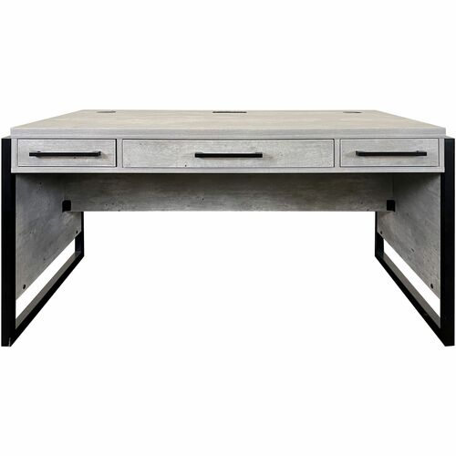 Martin Furniture Desk,w/3 Drawers/Grommets/Outlets,60"x24"x31",Concrete