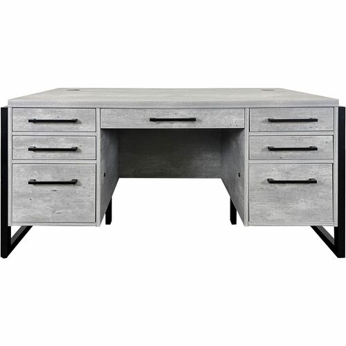 Martin Furniture Desk,w/2Pedestals,7Drawers,66"x28"x31",Concrete