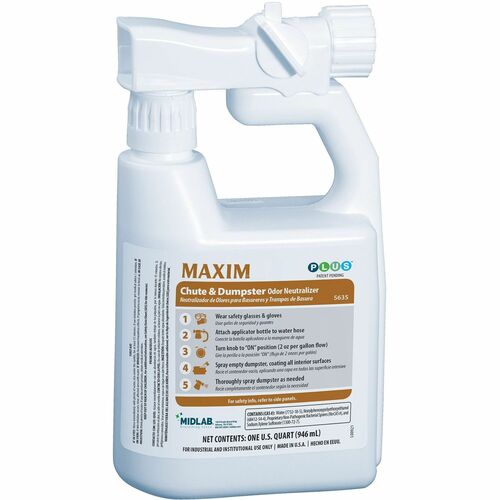 Midlab Inc Cleaner,f/Dumpsters/Chutes,Deodorizer,1 Quart,4/CT,WE