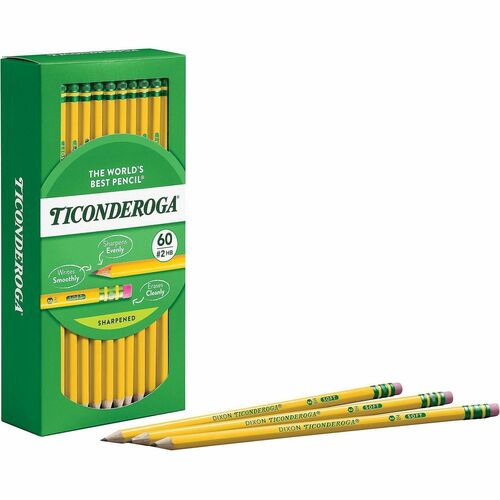 Dixon Ticonderoga Company Pencils,No.2,Woodcase,9/32" Dia,60/BX,Yellow Barrel