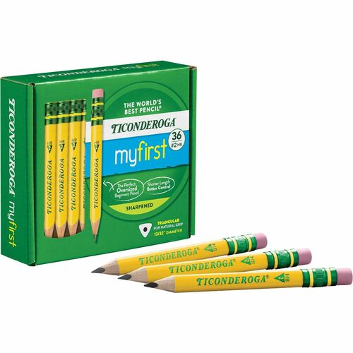 Dixon Ticonderoga Company Beginner's Pencil, Large, No.2 Lead, 4.5"L, 36/PK, Yellow