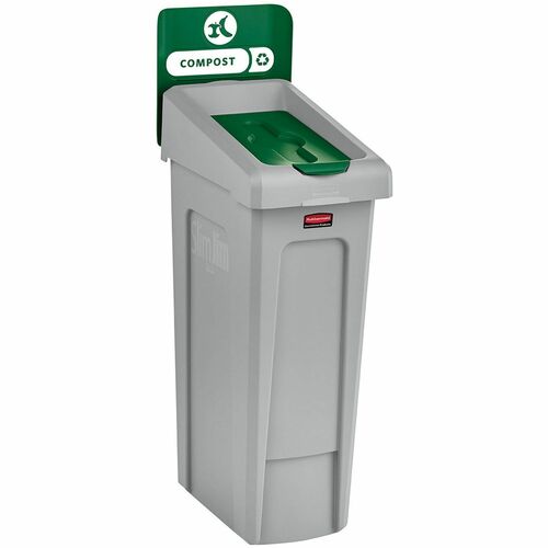 Rubbermaid Commercial Products Recycling Station,f/Compost,23Gallon,12"x15"x40-1/4",GY/GN
