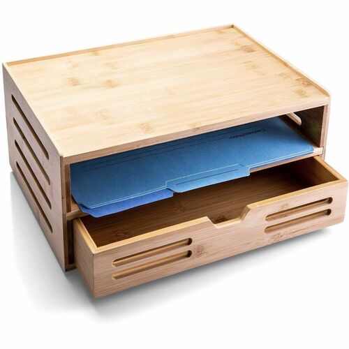 Officemate Desk Organize,Bamboo,w/Drawer,14.09"x10.08"x7.71",Natural