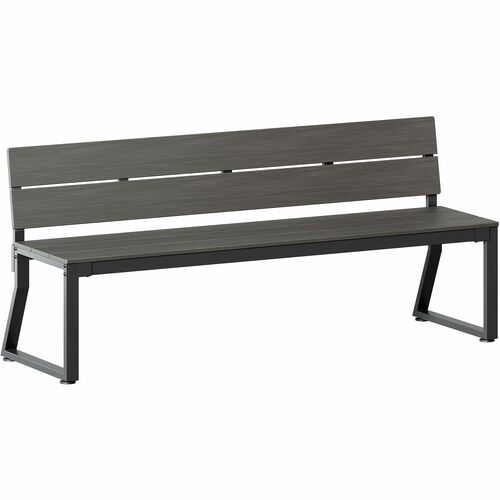 Lorell Bench,w/Backrest,Outdoor,Faux Wood,72"x17-3/4"x17-3/4",Gray