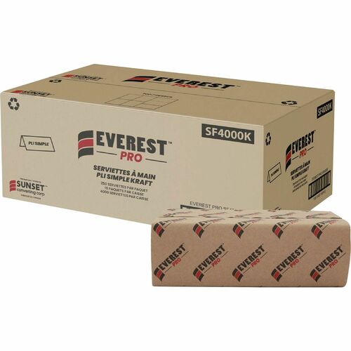 Sunset Converting Corp Paper Towels,Single-Fold,250SH/PK,16PK/CT,70CT/PL,Kraft
