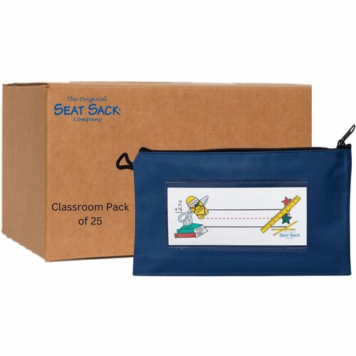 Seat Sack Pouch,f/Pencils,Zipper,9.5"x2"x5.5",25/CT,Blue