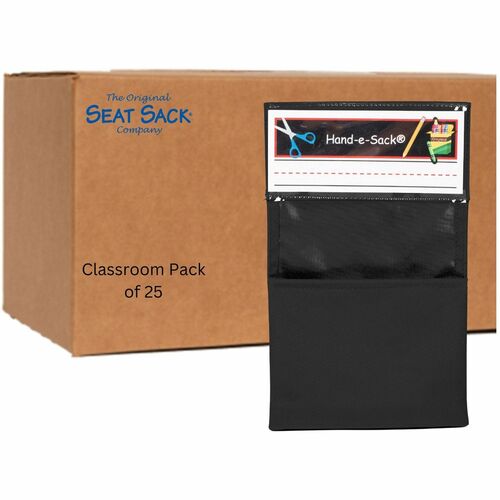 Seat Sack Pouch,Hand-e-Sack,Desk Storage,Adhesive,25/CT,Black