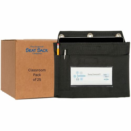 Seat Sack Pouch,f/Chromebook,3-Ring,Large,12.75"x1"x9.75",25/CT,Black