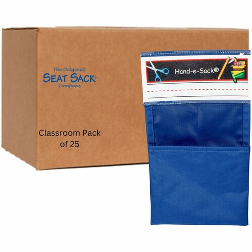 Seat Sack Pouch,Hand-e-Sack,Desk Storage,Adhesive,25/CT,Blue