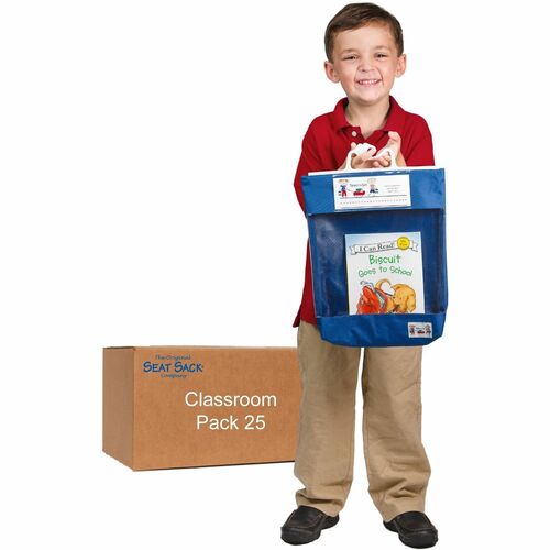 Seat Sack Pouch,w/Clear Sleeves,Book Baggies,10.5"x2"x16",25/CT,Blue
