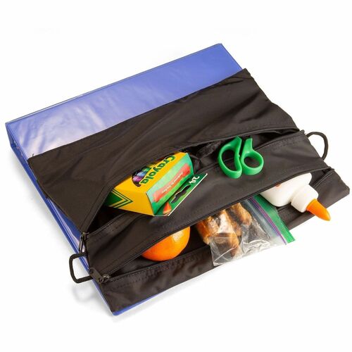 Seat Sack Pouch,w/Strap,f/Pencils,Zipper,2-Pocket,11.5"x8.5",25/CT,BK