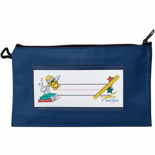 Seat Sack Pouch,f/Pencils,Zipper,9.5"x2"x5.5",Blue