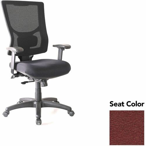 Lorell Hi-back Chair,MeshBack,20.88"x20.5"x41.38"-44.88",Carmine