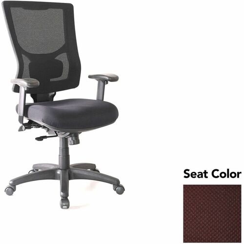 Lorell Hi-back Chair,MeshBack,20.88"x20.5"x41.38"-44.88",Burgundy