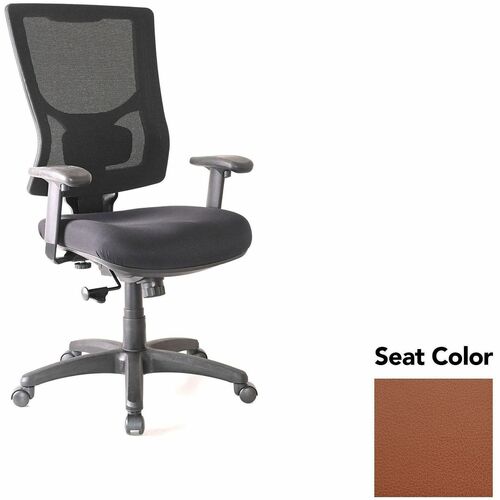 Lorell Hi-Back Chair,Mesh Back,20.88"x20.5"x40.5"-44",Cordovan