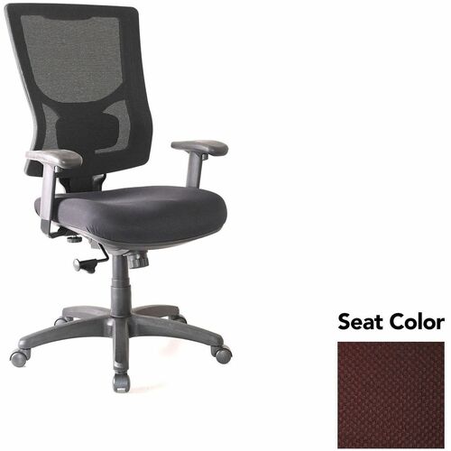 Lorell Hi-Back Chair,Mesh Back,20.88"x20.5"x40.5"-44",Burgundy