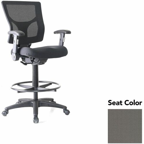 Lorell Stool,Mesh,Arms,19.5"x19.31"x43.75"-53.5",Fog
