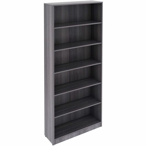 Lorell Bookcase,6-Shelf,5 Adj Shelves,36"x12"x84",Weather Charcoal