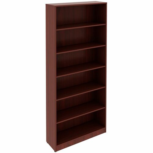 Lorell Bookcase, 6-Shelf, 5 Adj Shelves, 36"x12"x84", Mahogany