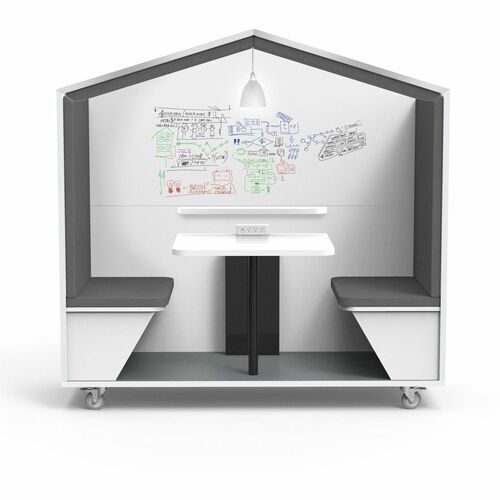 Nook Huddle,2-Person,Table/Benches/Whiteboard,78"x30-3/10"x77",WE