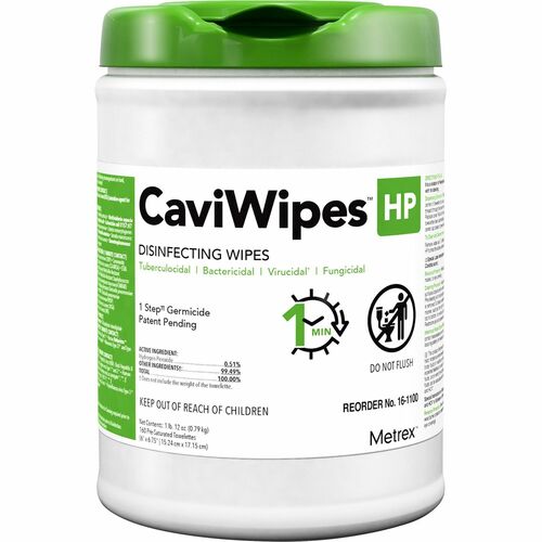 Metrex Disinfectant Wipes,HP,6"x6-3/4",160/PK,WE