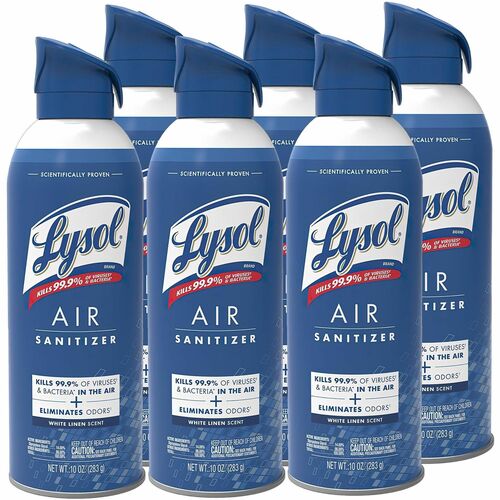 Reckitt Benckiser Air Sanitizing Spray, White Linen, 10oz, 6/CT