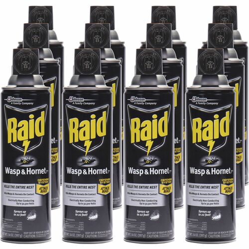 S.C. JOHNSON & SON, INC Wasp/Hornet Killer, 14oz., Aerosol Can, 12/CT, Black