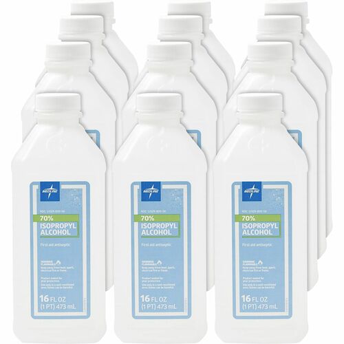 Medline Rubbing Alcohol, Isopropyl, 70%, 16oz, 12/CT, Clear