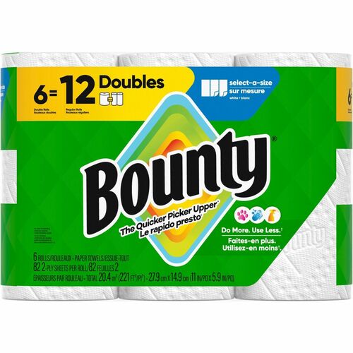 Procter & Gamble Commercial Paper Towels,Bounty,Select-A-Size,Double,82/RL,6RL/CT,WE