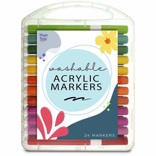 The Pencil Grip Markers,Acrylic,Magic Stix,Washable,24/PK,Assorted
