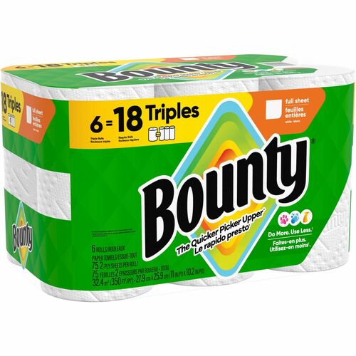 Procter & Gamble Commercial Paper Towels,Bounty,Select-A-Size,Triple,75/RL,6RL/CT,WE