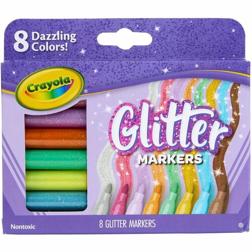 Crayola Glitter Markers, Nontoxic, 8/ST, Assorted