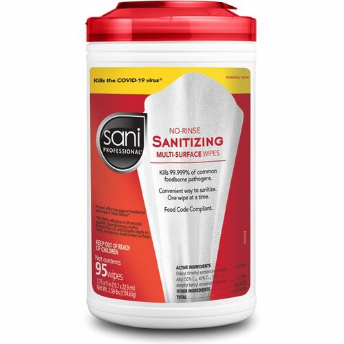 Wipe, Sanitizer, No-Rinse, MSRF, 95 6/CT view 2