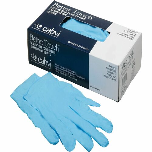 SKILCRAFT Gloves,Exam,Nitrile,PF,9.5",Large,100/Disp,10 Disp/Box,Blue