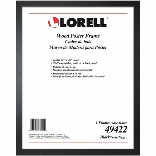 Lorell Frame f/Posters,Vertical/Horizontal,Wood,22"x28",Black