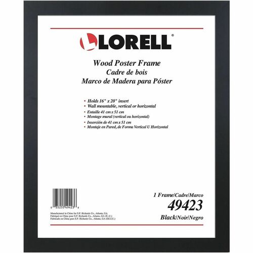 Lorell Frame f/Posters,Vertical/Horizontal,Wood,16"x20",Black