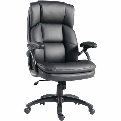 Lorell Hi-Back Chair, PU Leather, 27"x32"x44-1/2", BK
