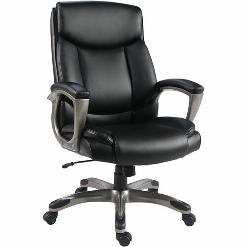 Lorell High-Back Chair,PU,Loop Arms,25.8"x28.3"x41.5"-44.5",Black
