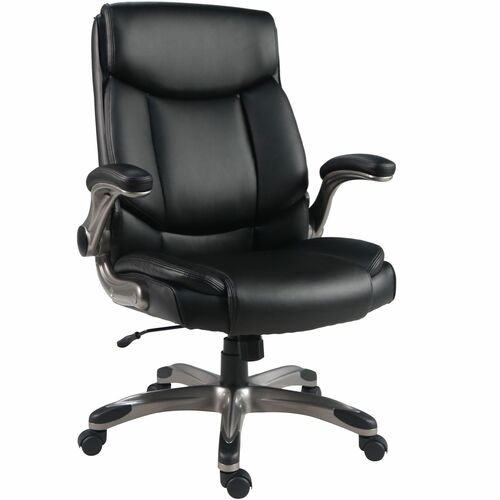 Lorell High-Back Chair,PU,Loop Arms,25.8"x28.3"x41.5"-44.5",Black