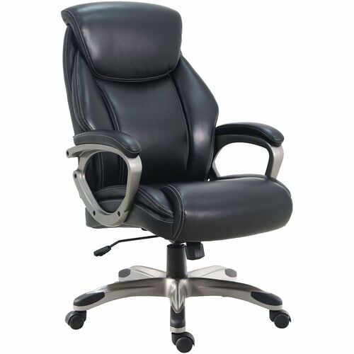 Lorell High-Back Chair,PU,Loop Arms,25.4"x27.4"x41.9"-44.9",Black